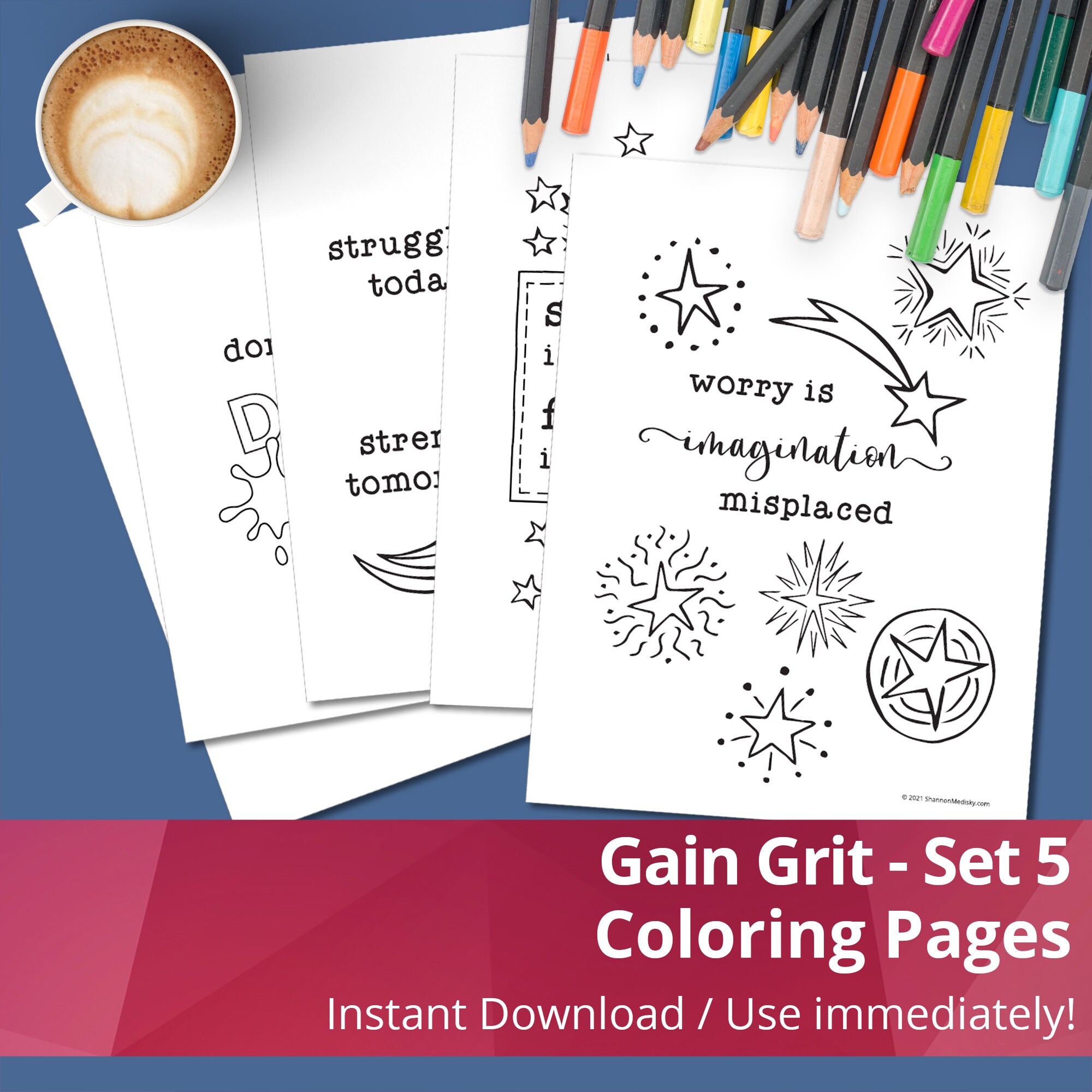 Gain grit set instant download coloring sheets coloring printable coloring pages