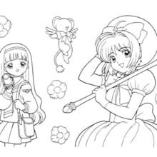 The card captor kereberus and tomoyo daidouji coloring pages