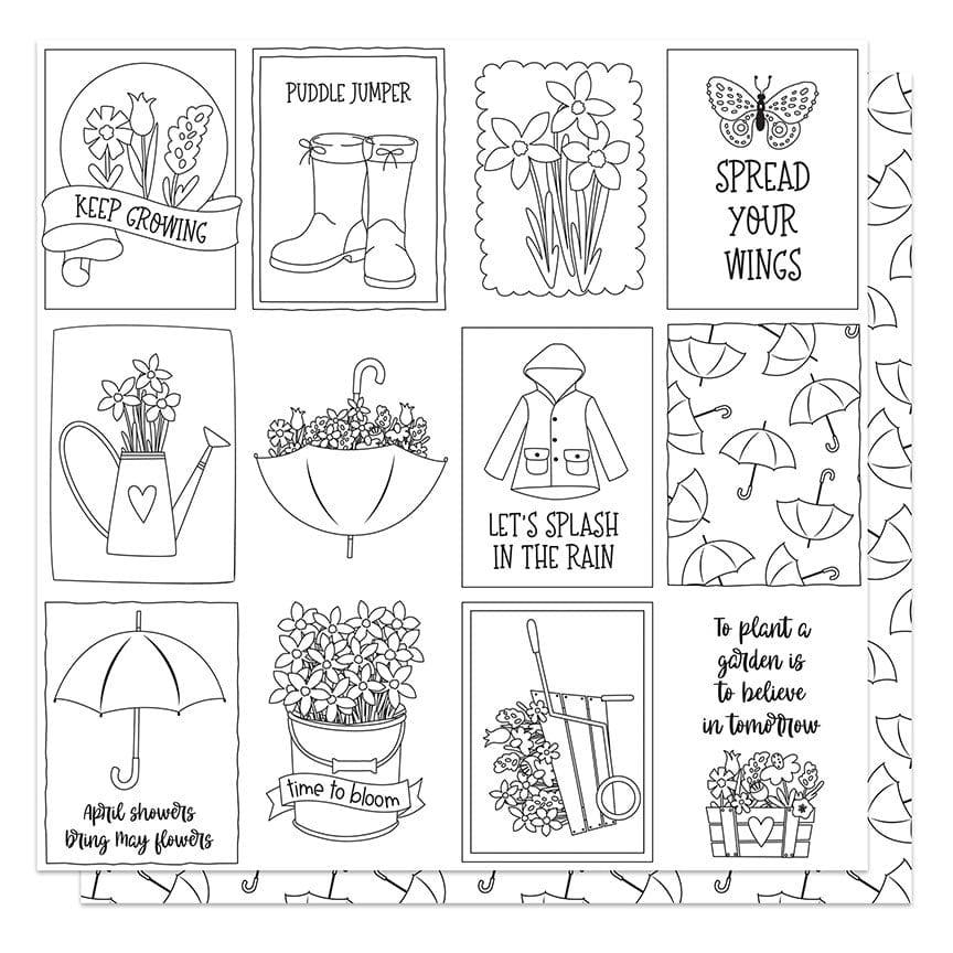 Photo play paper showers and flowers color me scrapbook paper â scrapbook supply panies