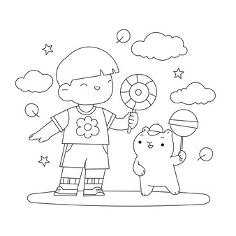 Page bung tomo line art character images