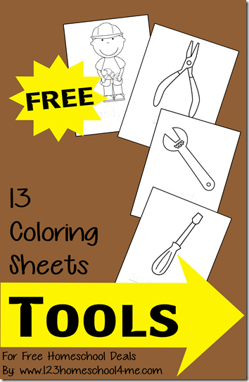 Free coloring sheets tools themed instant download