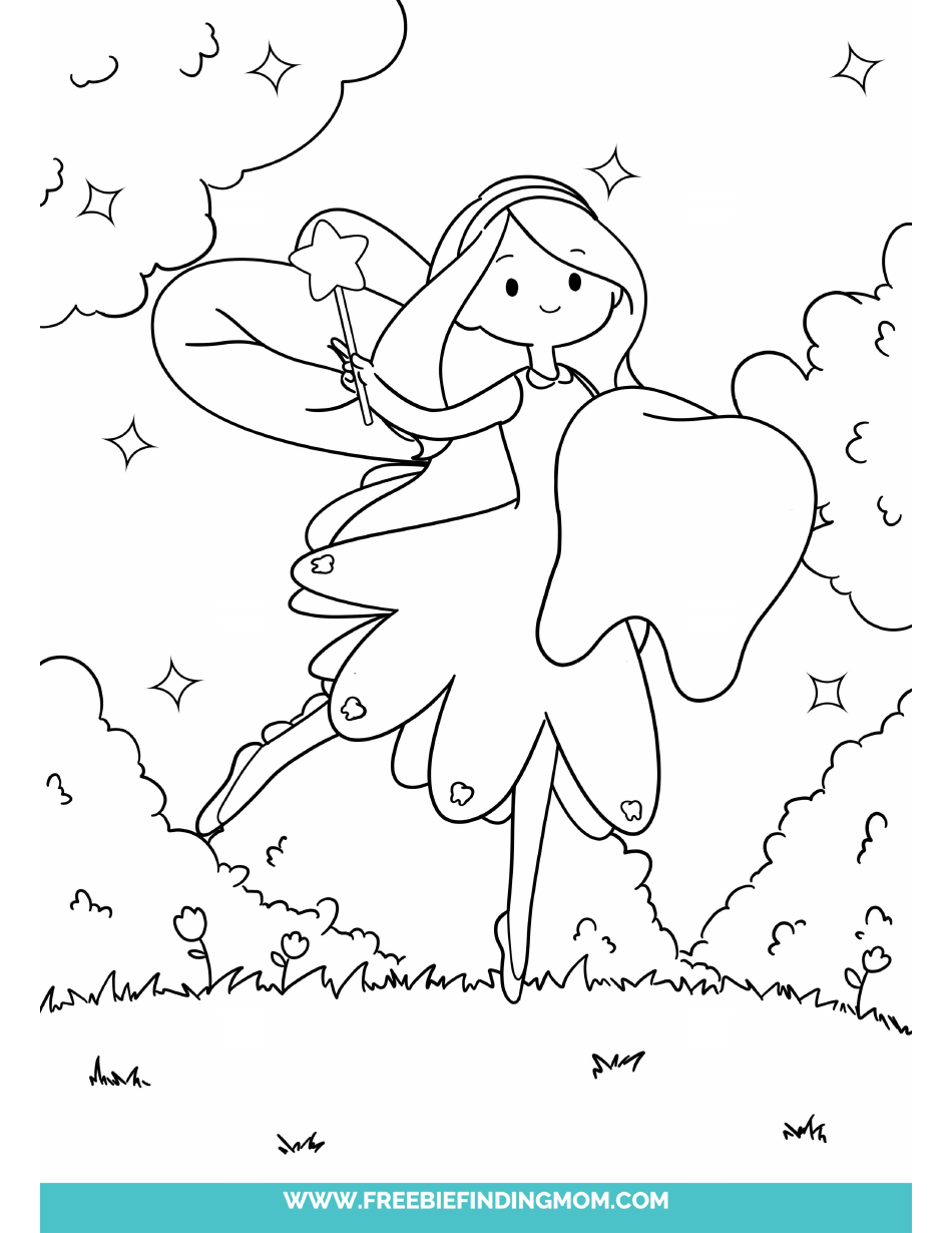 Little tooth fairy coloring page download printable pdf