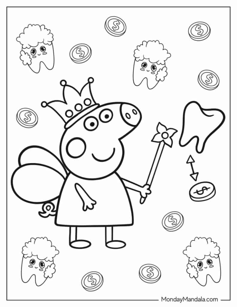 Tooth fairy coloring pages free pdf printables
