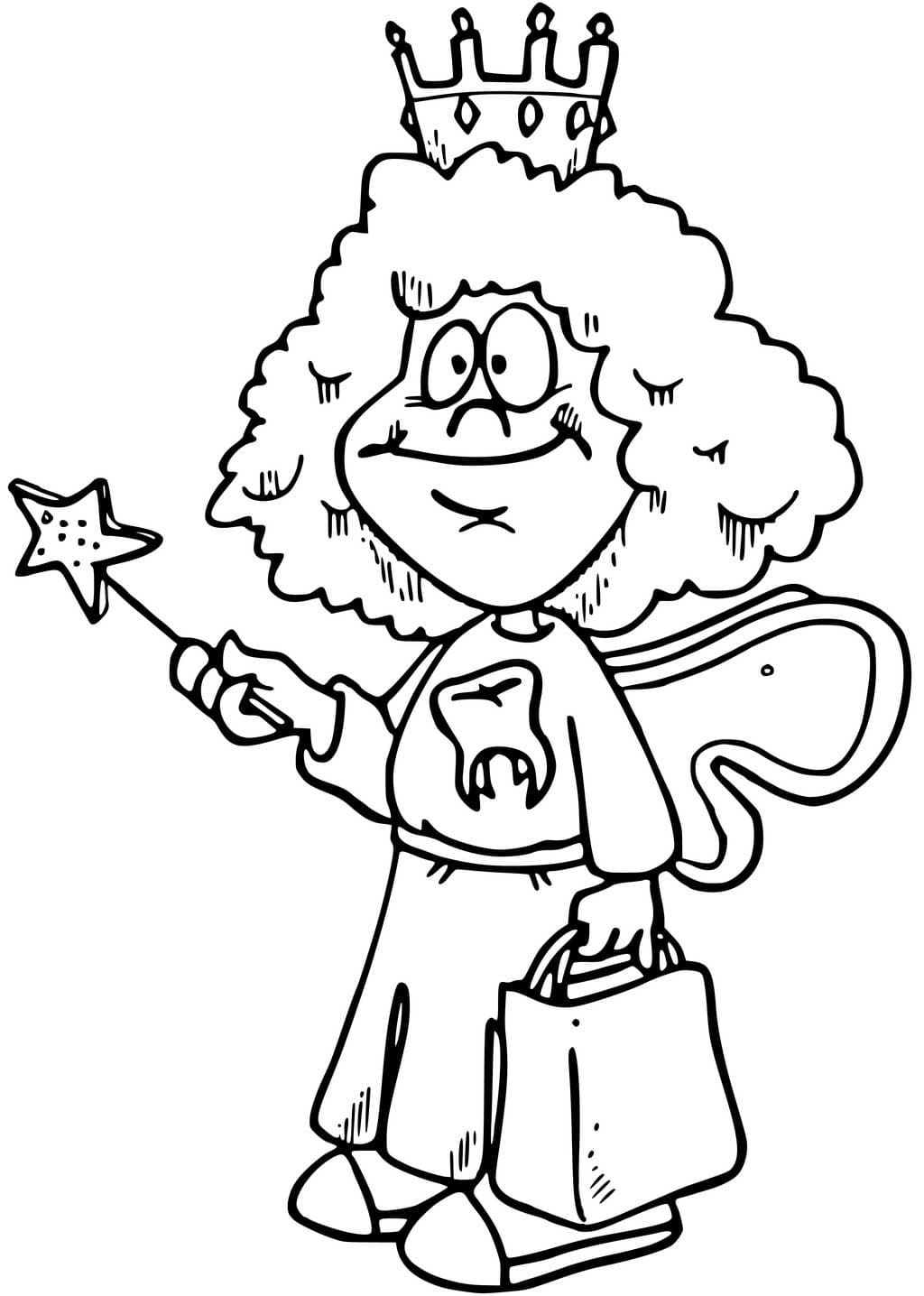 Cute tooth fairy printable coloring page