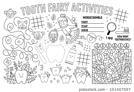 Vector tooth fairy placemat for kids mouth