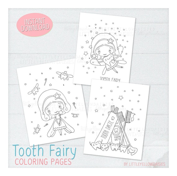 Tooth fairy coloring pages teeth hygiene kids activities