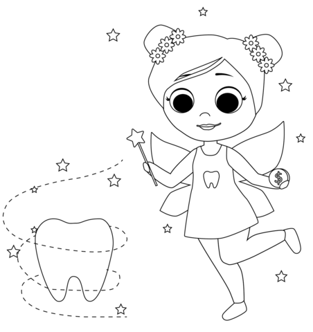 Tooth fairy coloring page free printable coloring pages