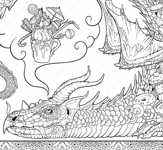 Adult fantasy coloring page of sweet