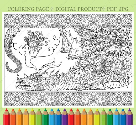 Adult fantasy coloring page of sweet