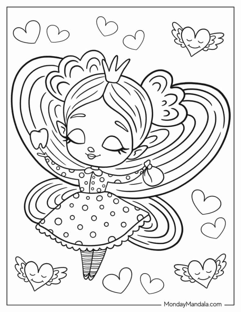 Tooth fairy coloring pages free pdf printables