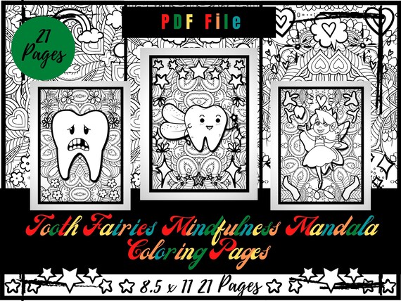 Tooth fairies mindfulness mandala coloring pages printable
