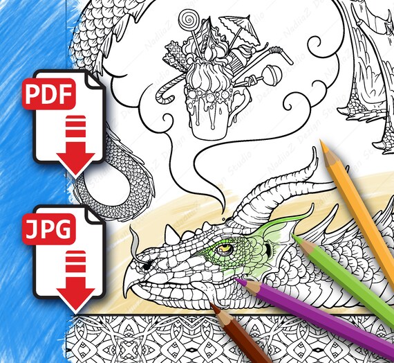 Adult fantasy coloring page of sweet