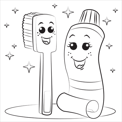 Toothbrush and toothpaste coloring page free printable coloring pages
