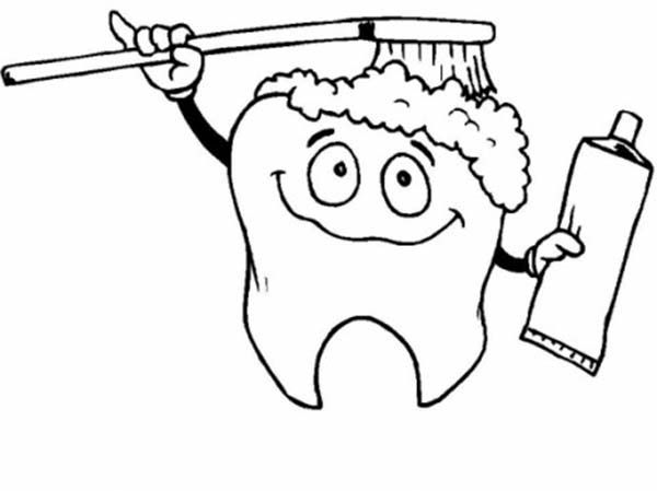 Tooth brushing himself in dental health coloring page in zãhne putzen zahnarzt zãhne