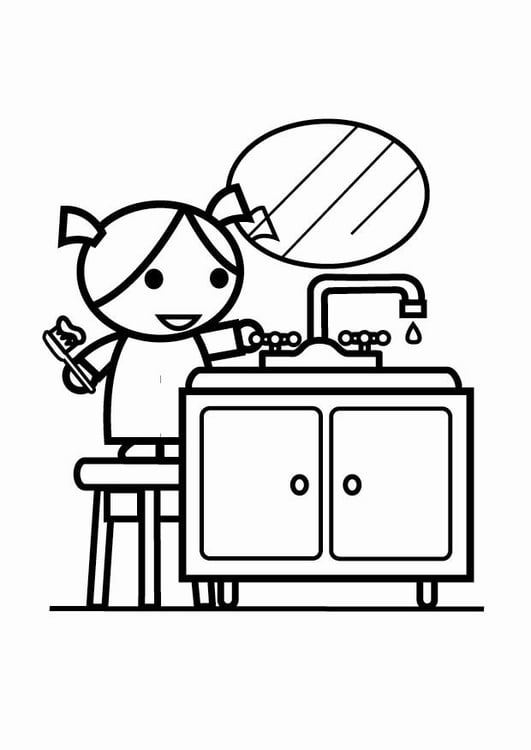 Coloring page to be water efficient turn off the tap while brushing teeth