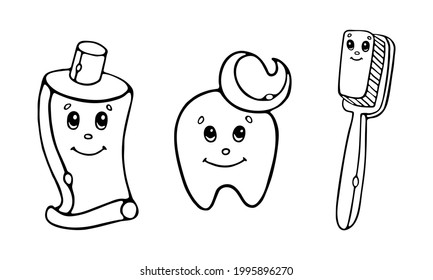 Brush teeth cartoon coloring book royalty