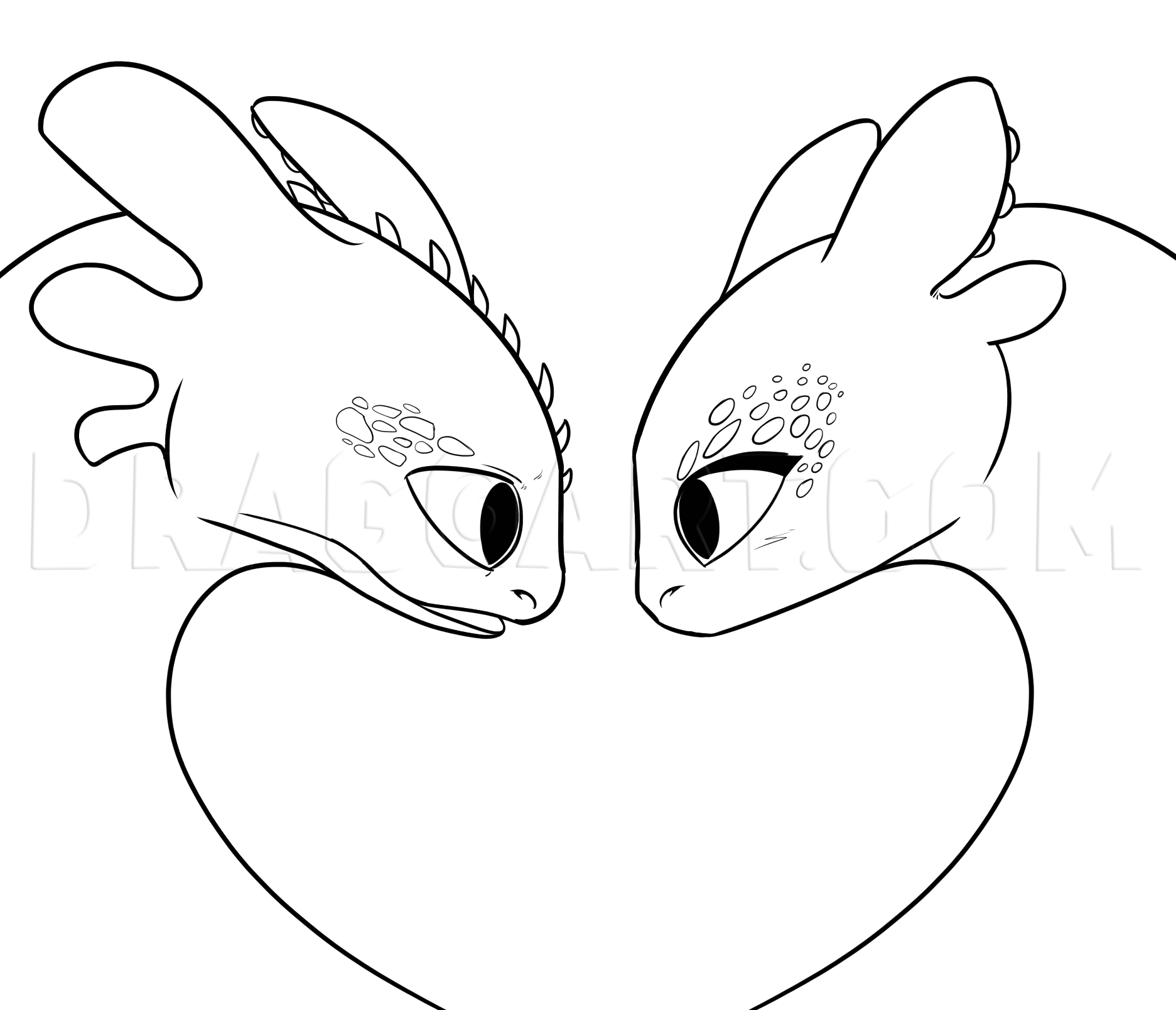 How to draw toothless and light fury step by step drawing guide by dawn dragoart toothless drawing easy dragon drawings dragon drawing