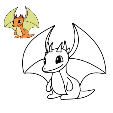 Premium vector dragon doodle dragon coloring page little dragon coloring book for children education vector