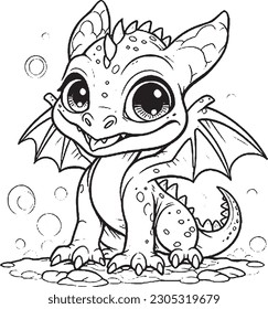 Cute dragon coloring pages kids adults stock vector royalty free