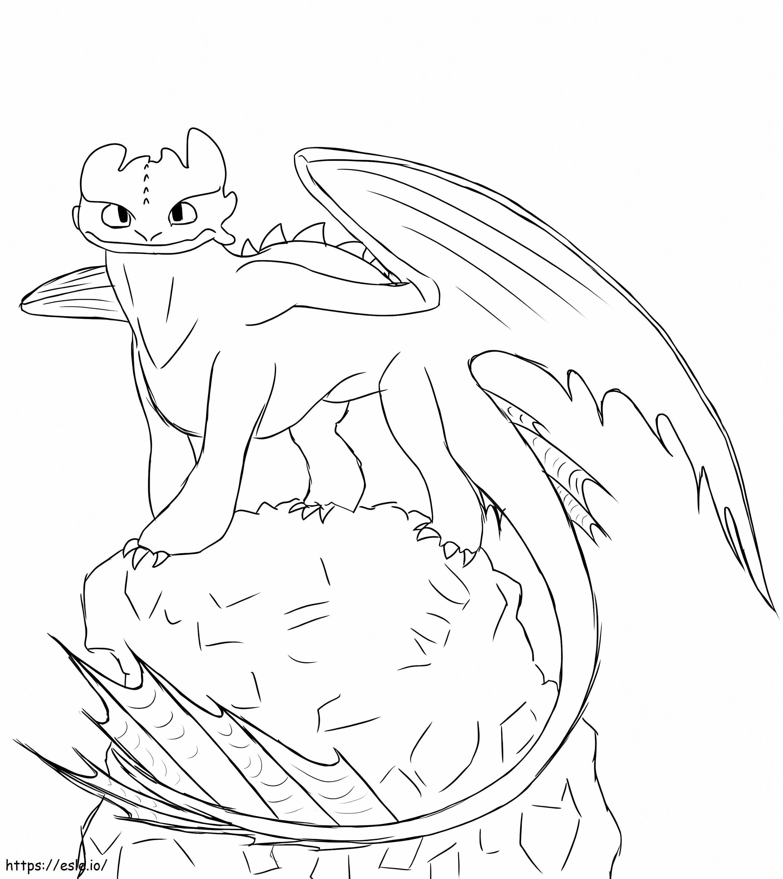 Toothless on a rock coloring page