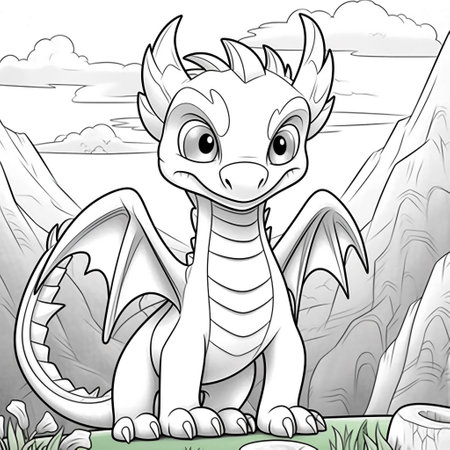 Dragon coloring page stock photos and images
