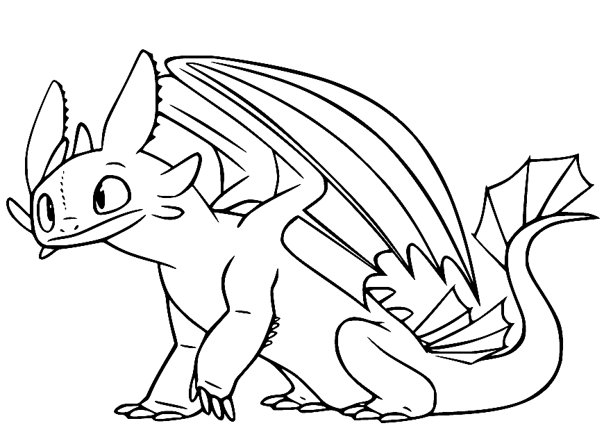 Toothless in how to train your dragon coloring page