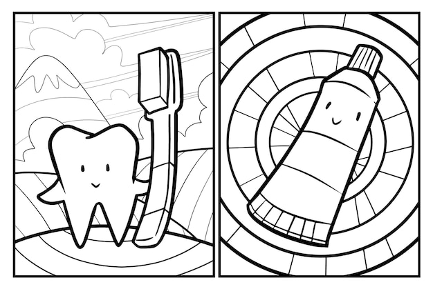 Premium vector cute toothpaste cartoon coloring page