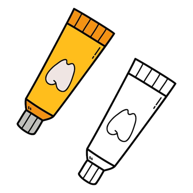 Premium vector illustration coloring page of doodle toothpaste