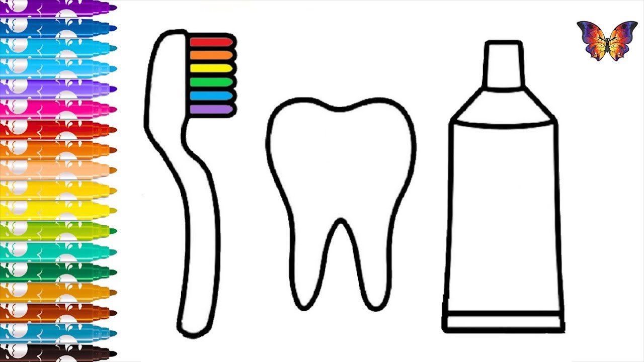 How to draw a toothbrush and toothpaste simple drawing for kids