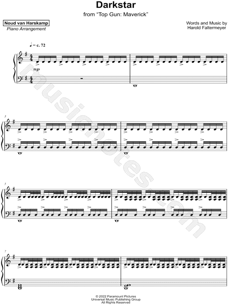 Noud van harskamp darkstar sheet music piano solo in g major