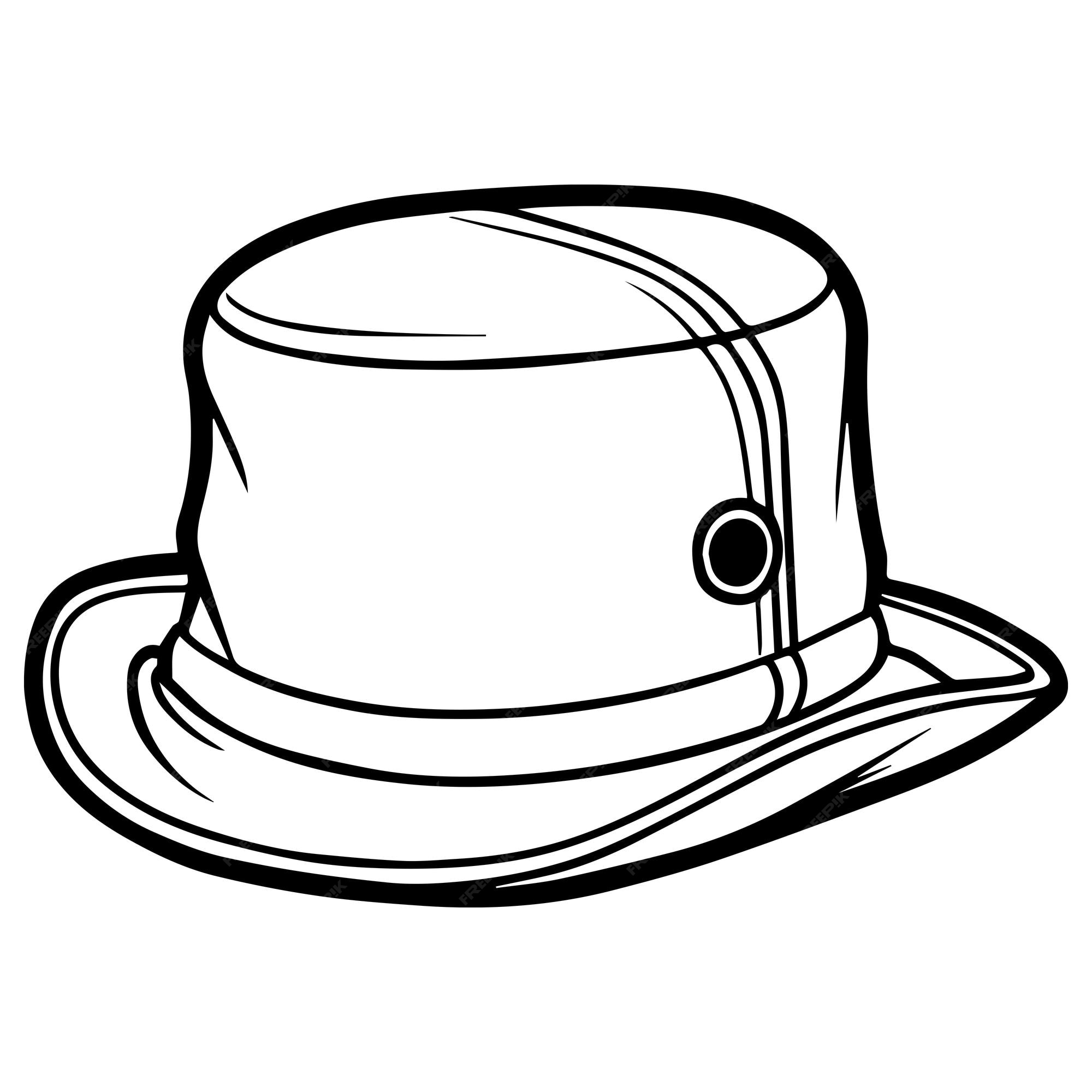 Premium vector a black and white drawing of a hat with the word hat on it