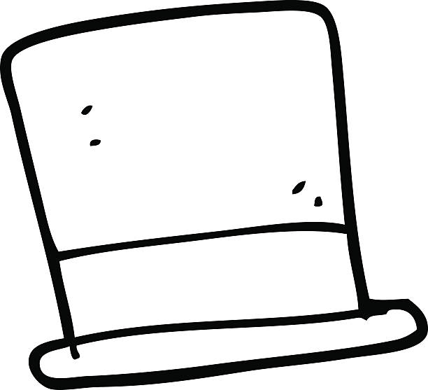 Black and white cartoon top hat stock illustration