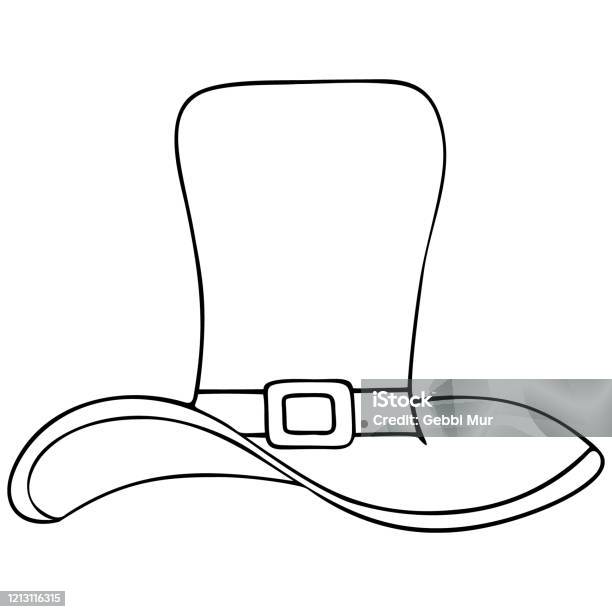 Vector illustration hattop hat of a leprechaun coloring pages for children and adults outline of the
