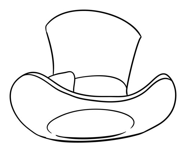 Top hat in bottom view in outlines for coloring vector illustration stock illustration