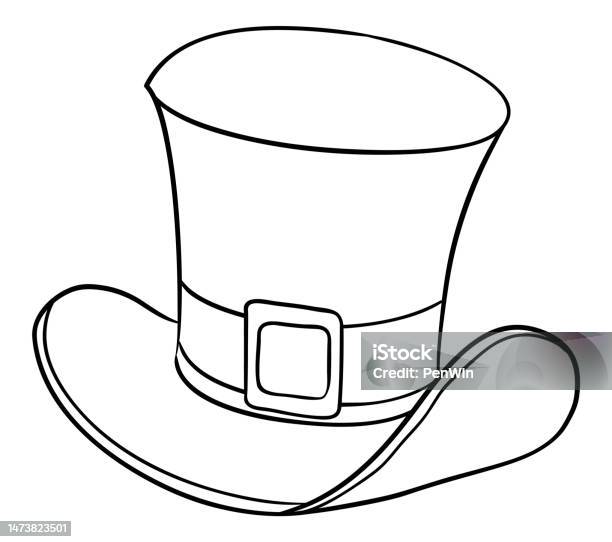 Top hat in bottom view in outlines for coloring vector illustration stock illustration