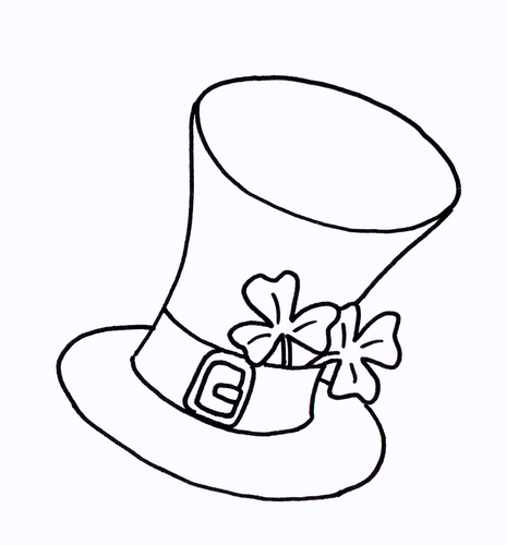 Top hat with shamrock colouring sheet