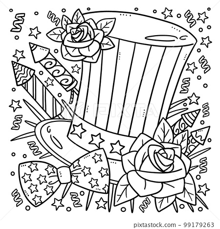 Th of july american top hat coloring page