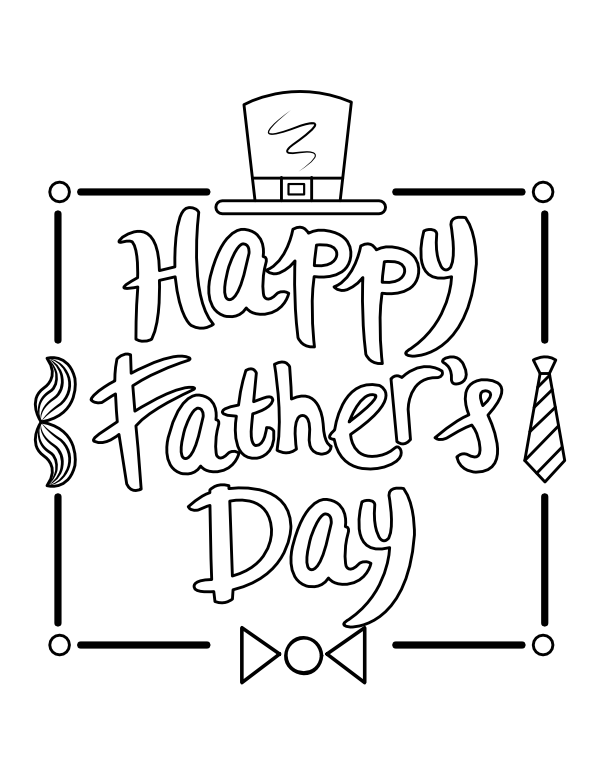 Printable fathers day top hat coloring page