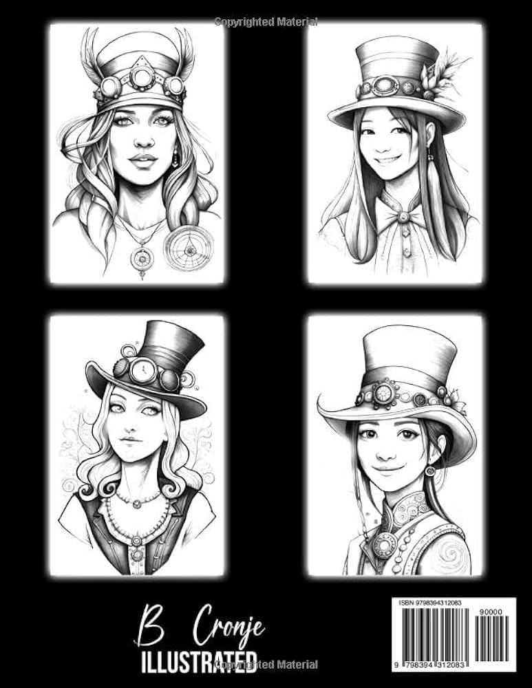 Steampunk hat society an adult coloring book of womens top hats an enchanting adult coloring book featuring unique illustrations bursting with intrite cogs clocks and other intrite details cronje b