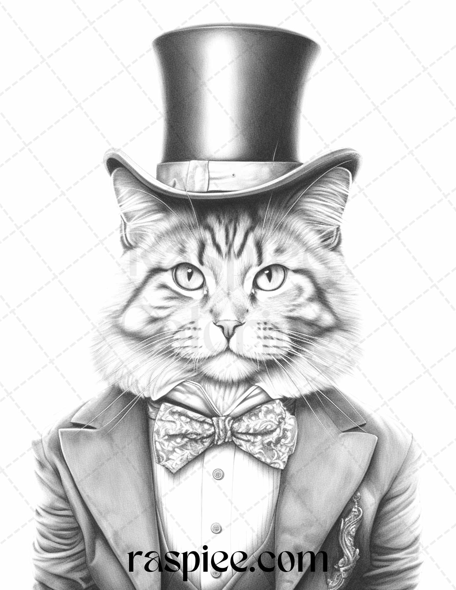 Gentleman cat grayscale coloring pages printable for adults kids pdf â coloring