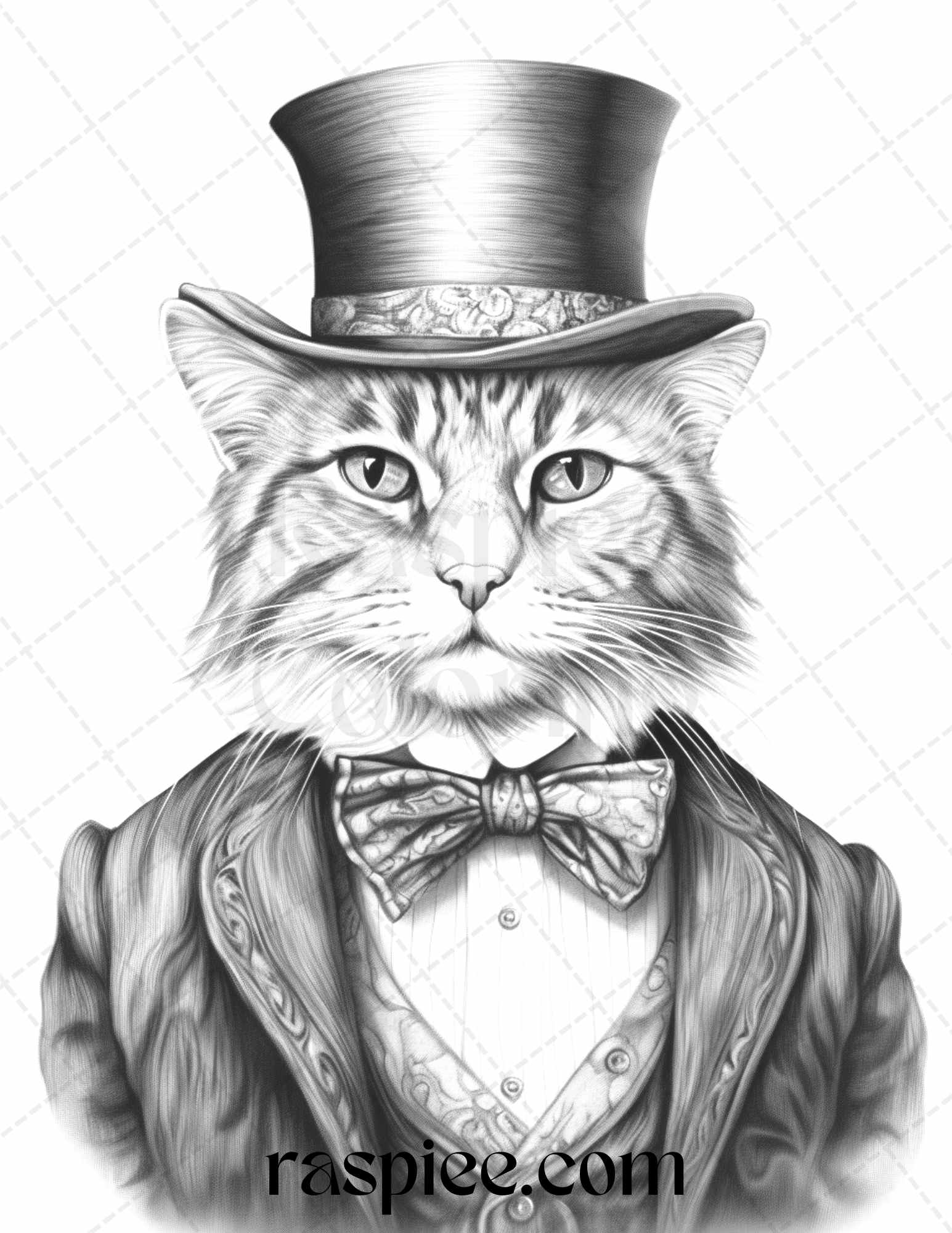 Gentleman cat grayscale coloring pages printable for adults kids pdf â coloring