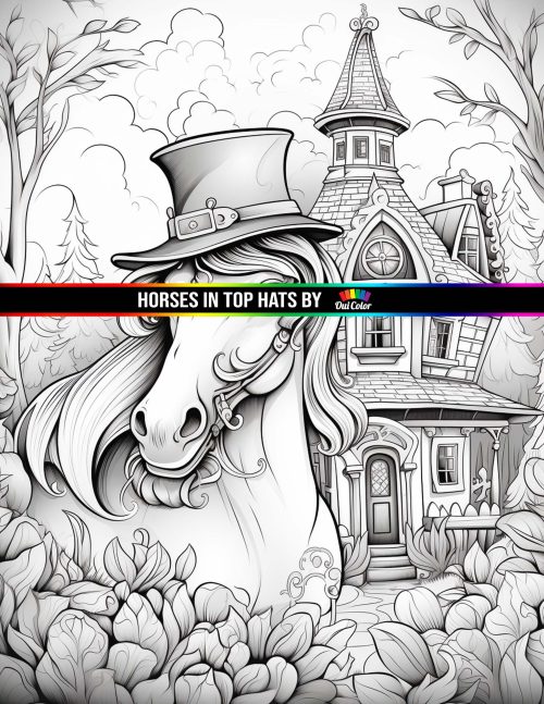 Horses in top hats coloring book a whimsical journey into the equestrian world of horses in top hats for stress relief and relaxation for all ages pdf