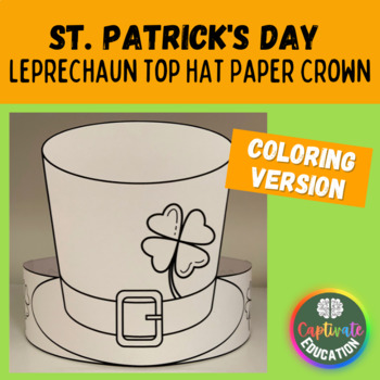 Leprechaun top hat paper crown coloring