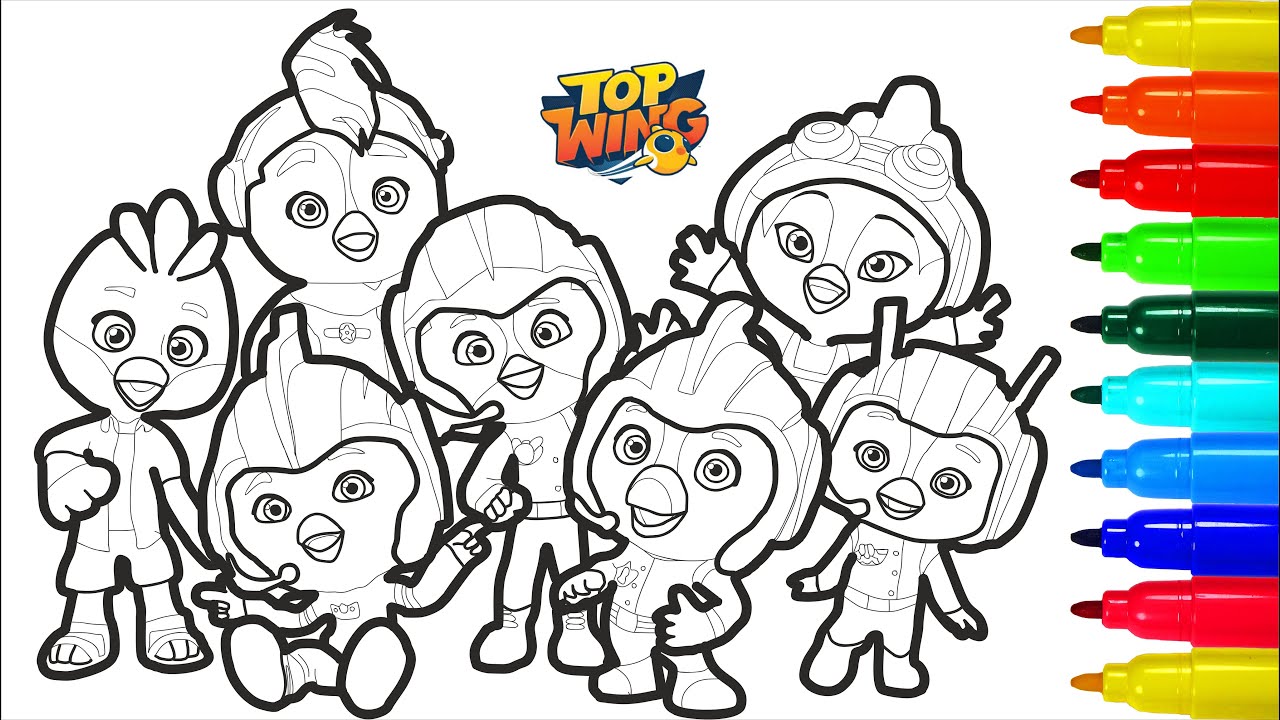 Top wing coloring pages top wing colouring pages for kids with colored arkers