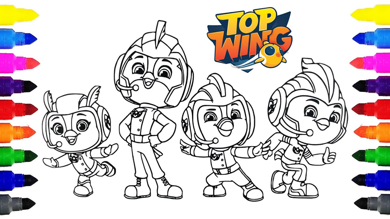 Top wing nick jr coloring for kids coloring top wing swift penny rod brody
