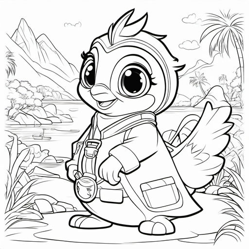 A full frontal coloring page for kids of a eagle