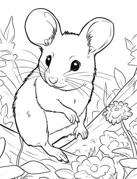 Disegni da colorare per bambini di topi ai generativi foto premium