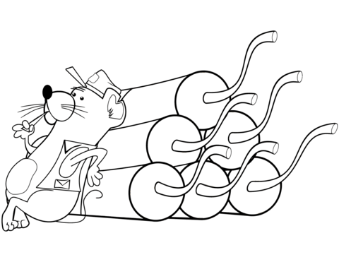 Disegno di topo e dinamite dei cartoni animati da colorare disegni da colorare e stampare gratis