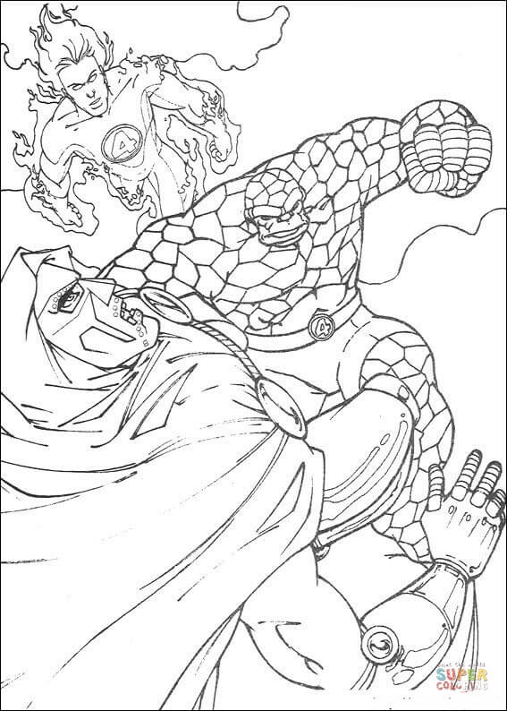 The thing hits his enemy coloring page free printable coloring pages