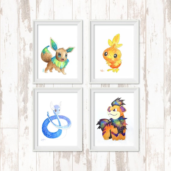 Pokemon torchic watercolor art print